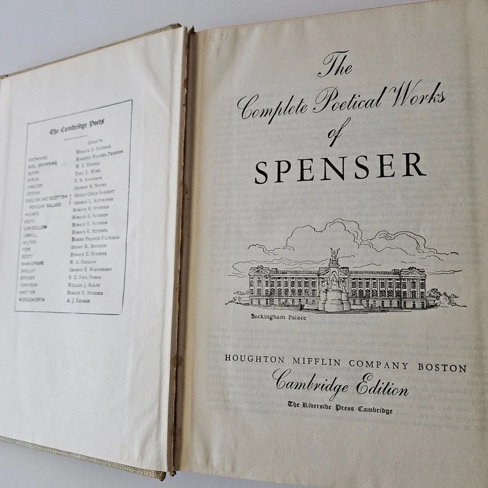 Vtg The Complete Poetical Works of Spencer‎ HC Book - 1936 Cambridge Edition